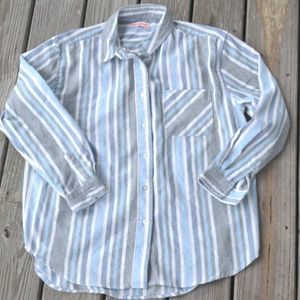 Fresh produce blue oversized cotton linen striped